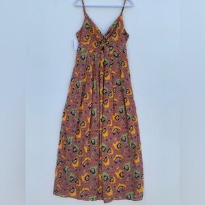 Chelsea28 Women's Cutout Sleeveless Size Large Coral Multi Floral Maxi Dress